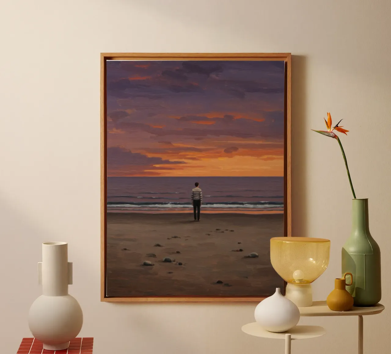 Empty Beach canvas with Floater frame by Art Center