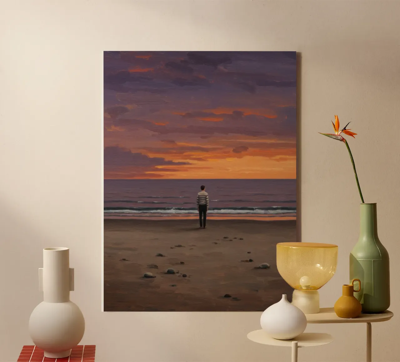 Empty Beach canvas with Floater frame by Art Center