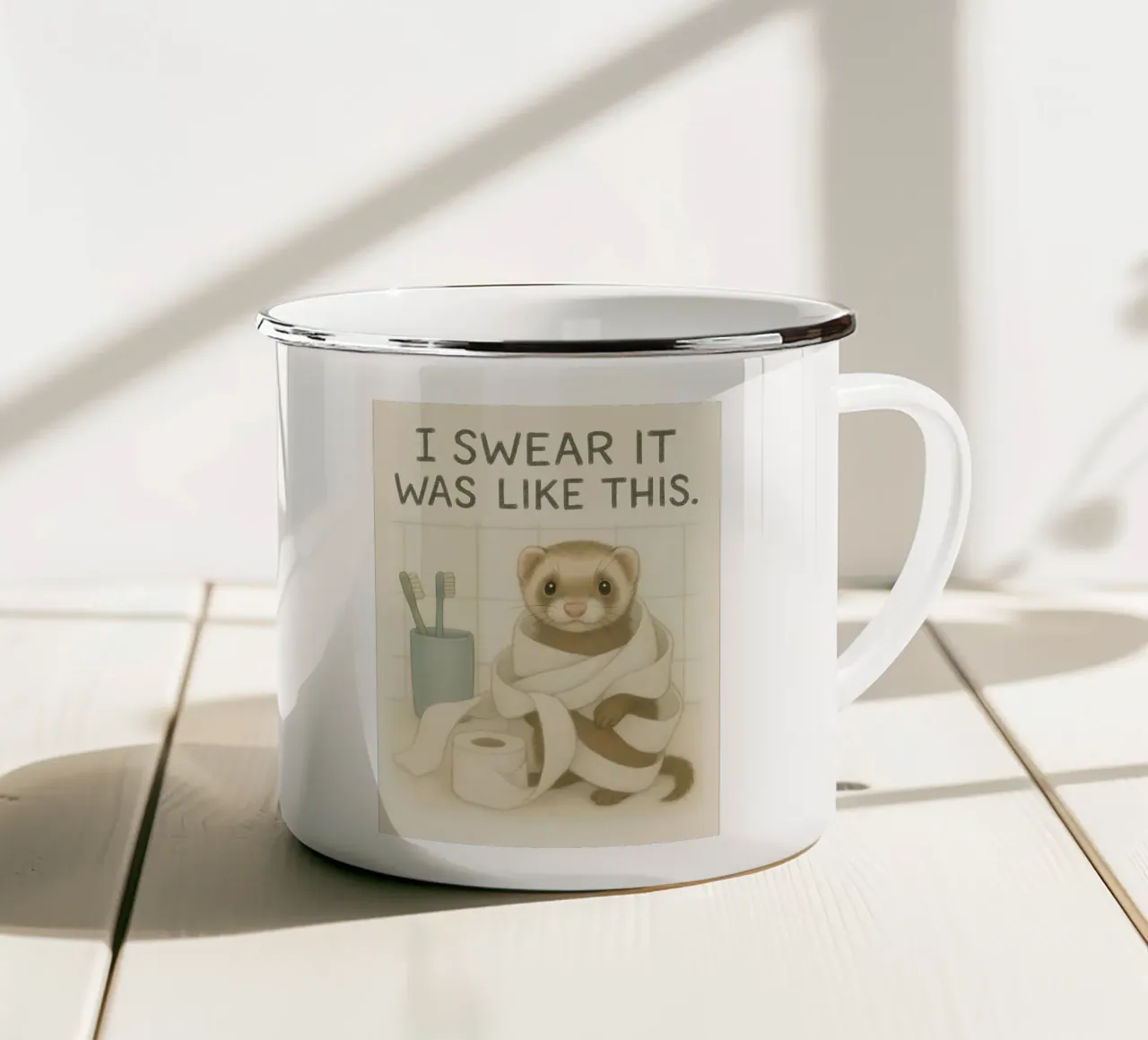 Funny Ferret Meme tazza in smalto da Funny Humor Art
