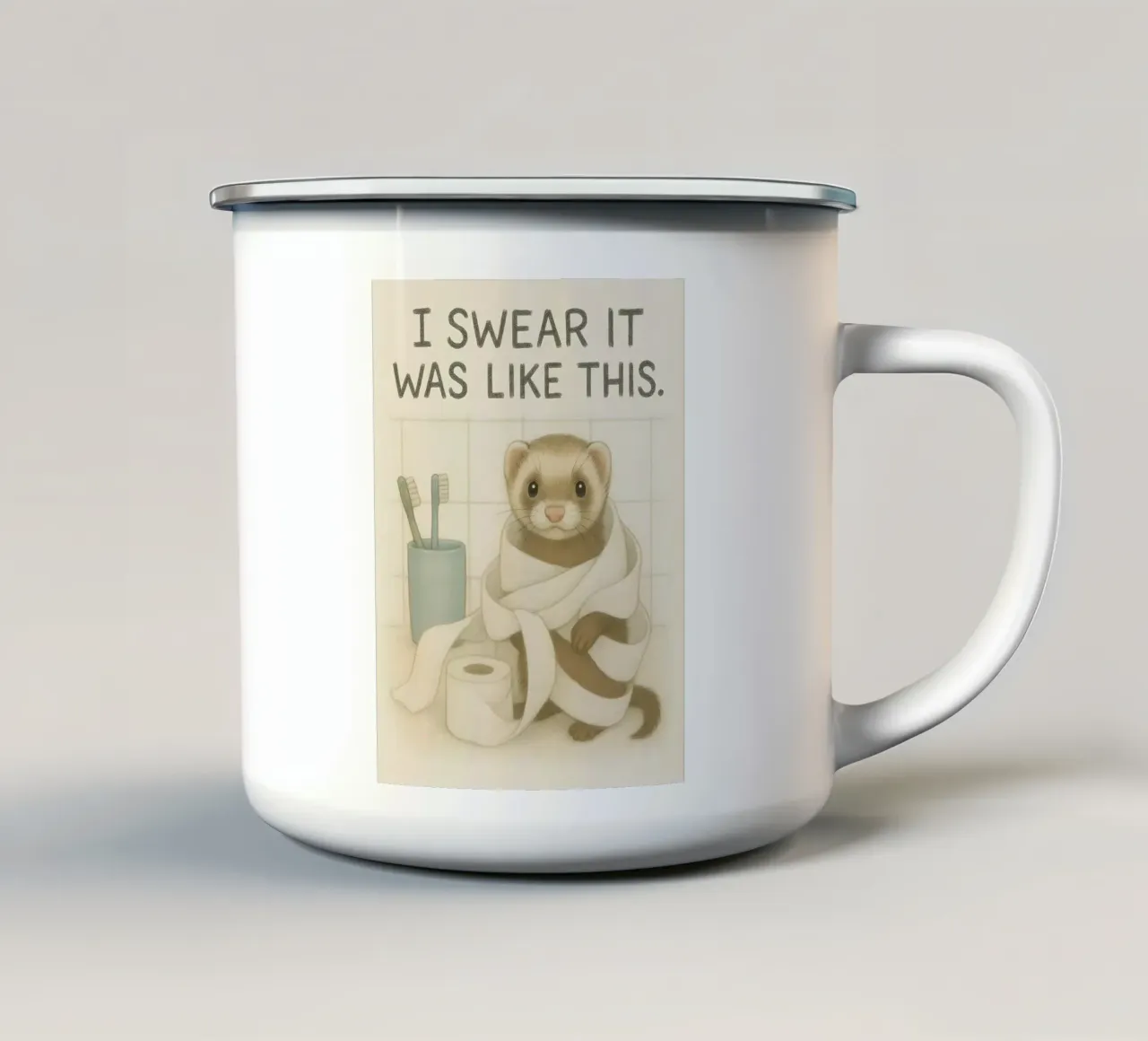 Funny Ferret Meme tazza in smalto da Funny Humor Art
