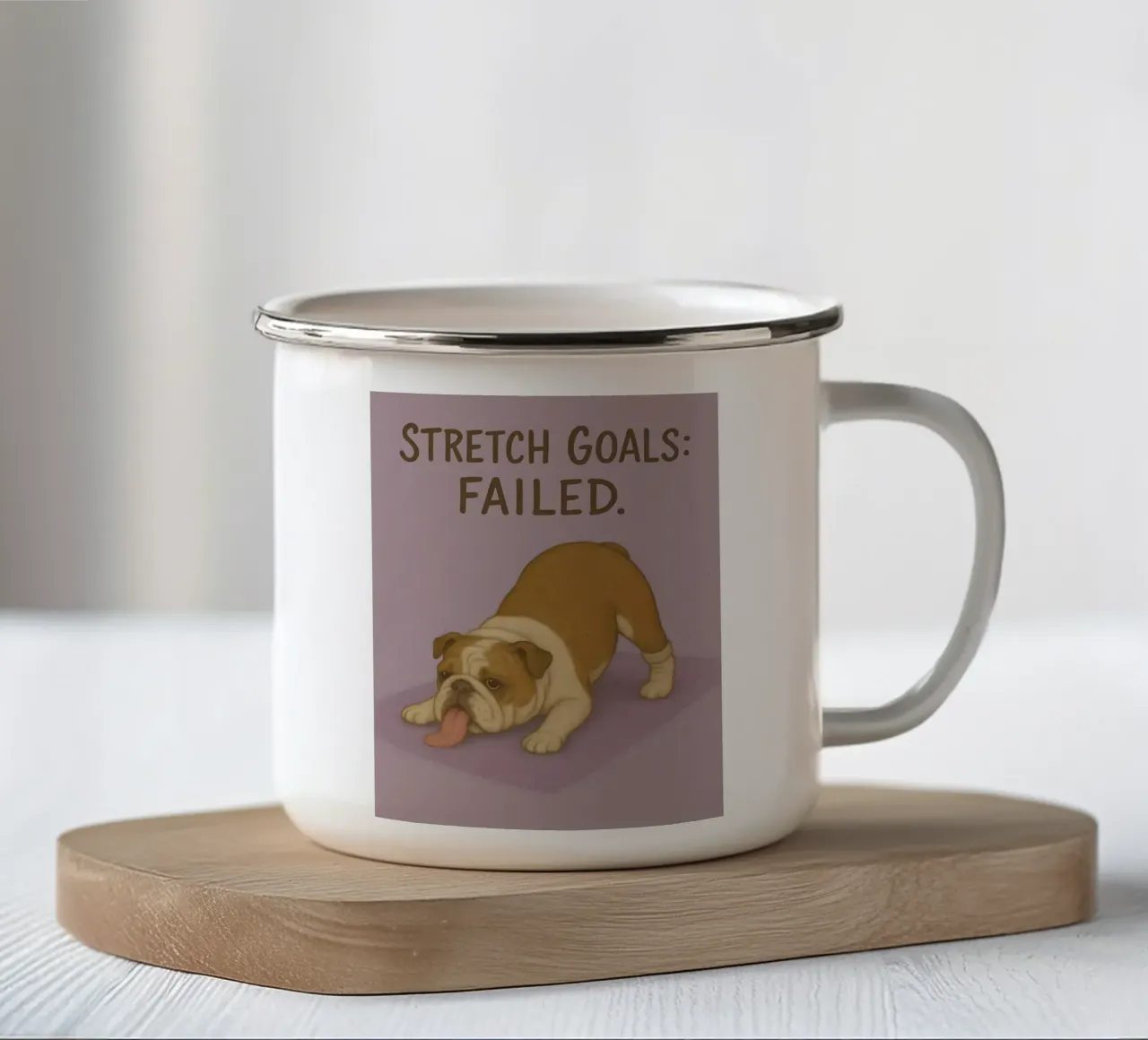 Meme divertente sul bulldog tazza in smalto da Funny Humor Art