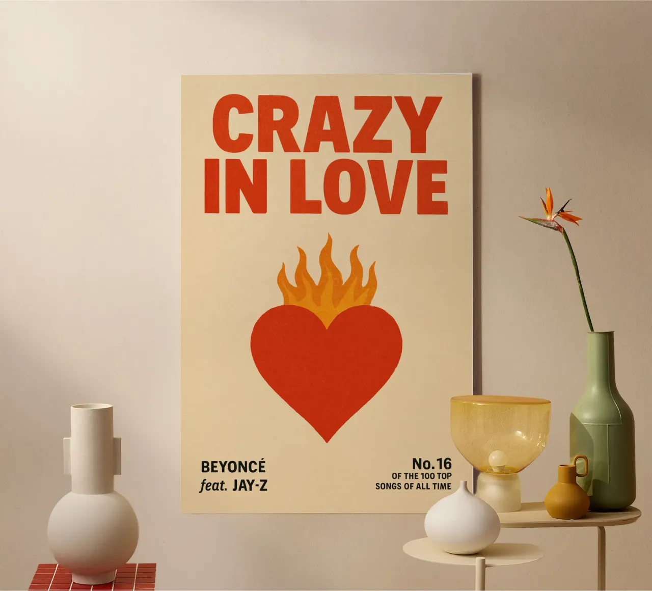 Beyoncé & Jay-Z – Heart on Fire Print canvas with Floater frame by Studio Mooodz