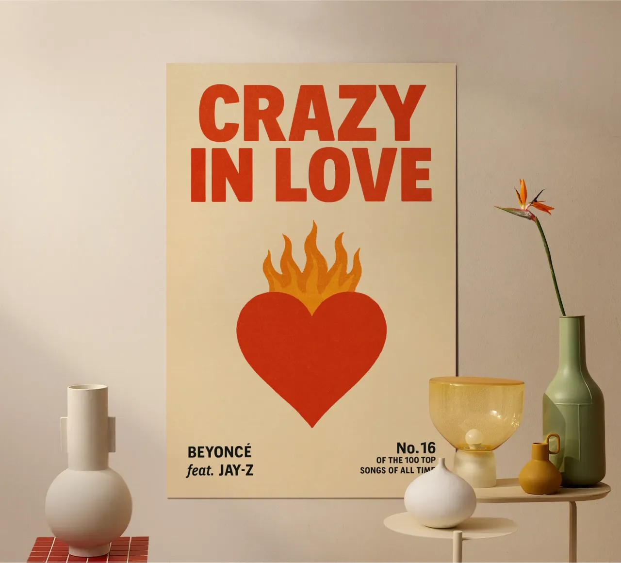 Beyoncé & Jay-Z – Heart on Fire Print poster con telaio in plastica da Studio Mooodz