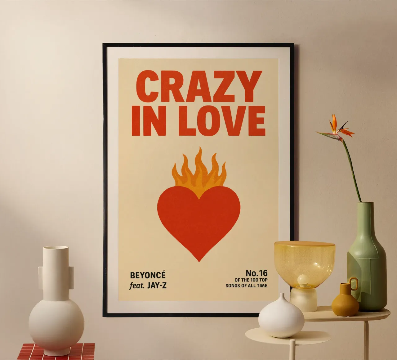 Beyoncé & Jay-Z – Heart on Fire Print poster con telaio in plastica da Studio Mooodz