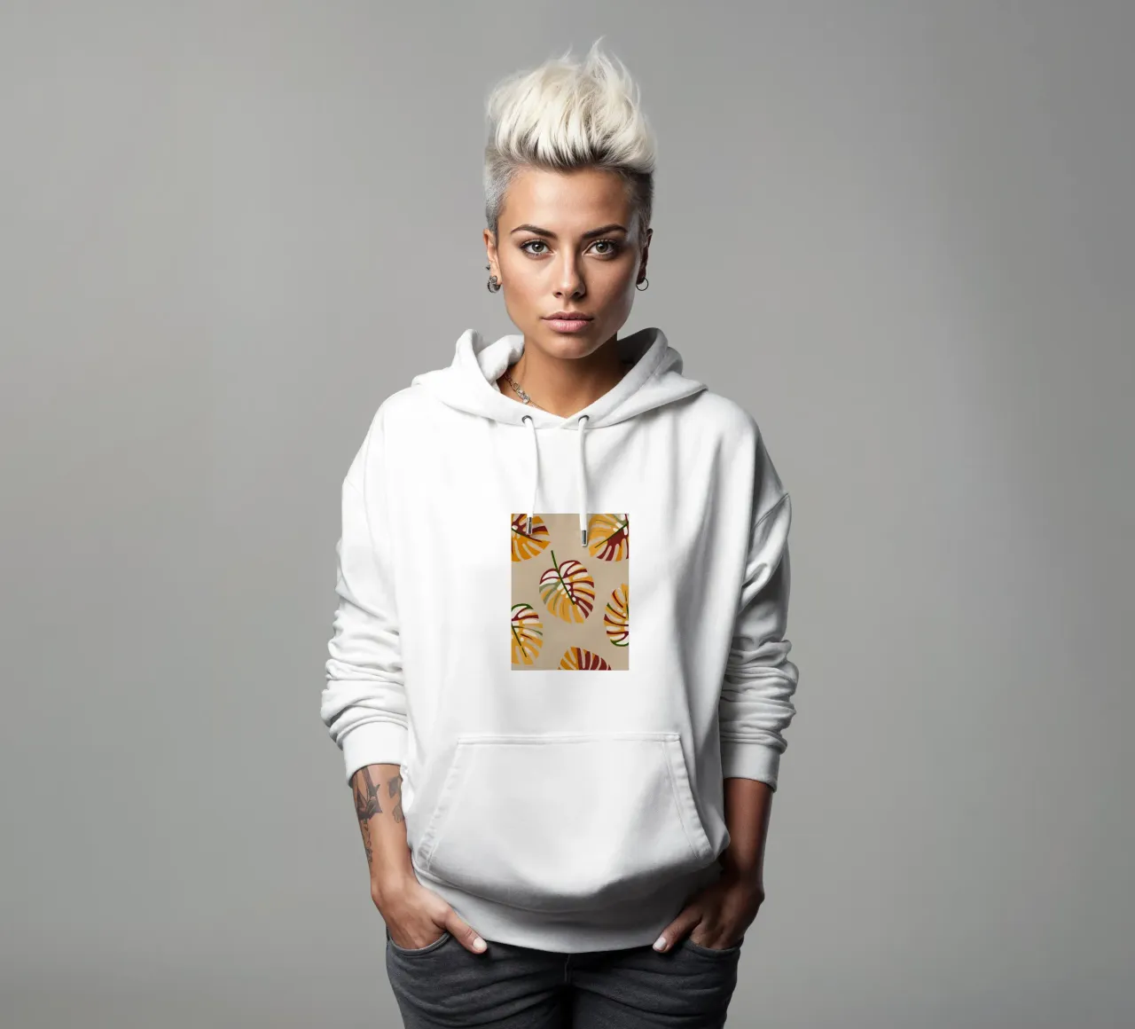 Monstera Retro Pop Flower felpa con cappuccio da THE LATEST SHOP