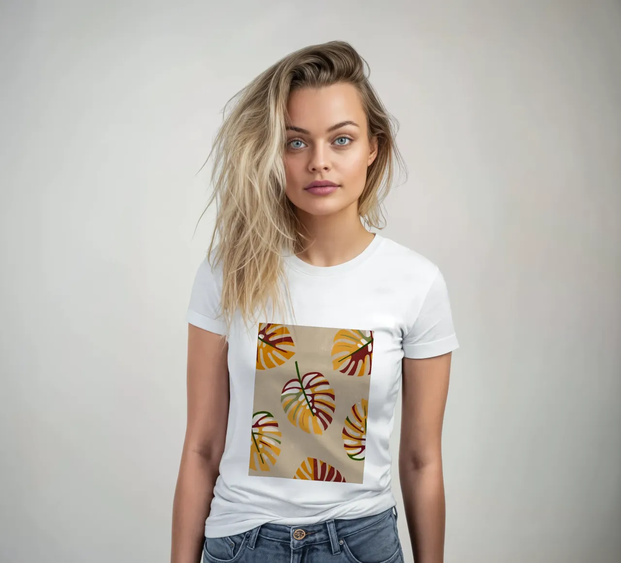 Monstera Retro Pop Flower t-shirt ajusté pour femmes de THE LATEST SHOP