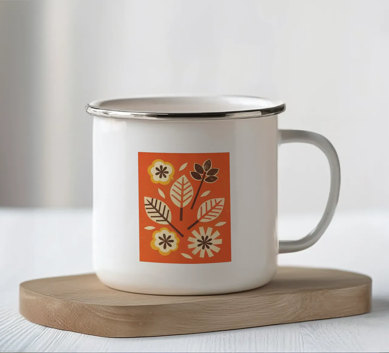 Fiori e foglie retrò pop tazza in smalto da THE LATEST SHOP
