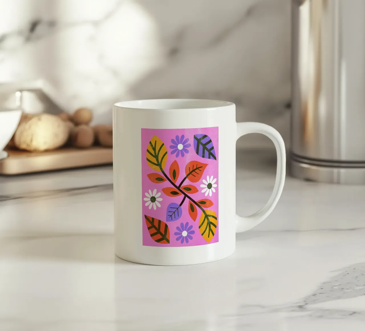 Fiori e foglie retrò pop tazza in ceramica da THE LATEST SHOP