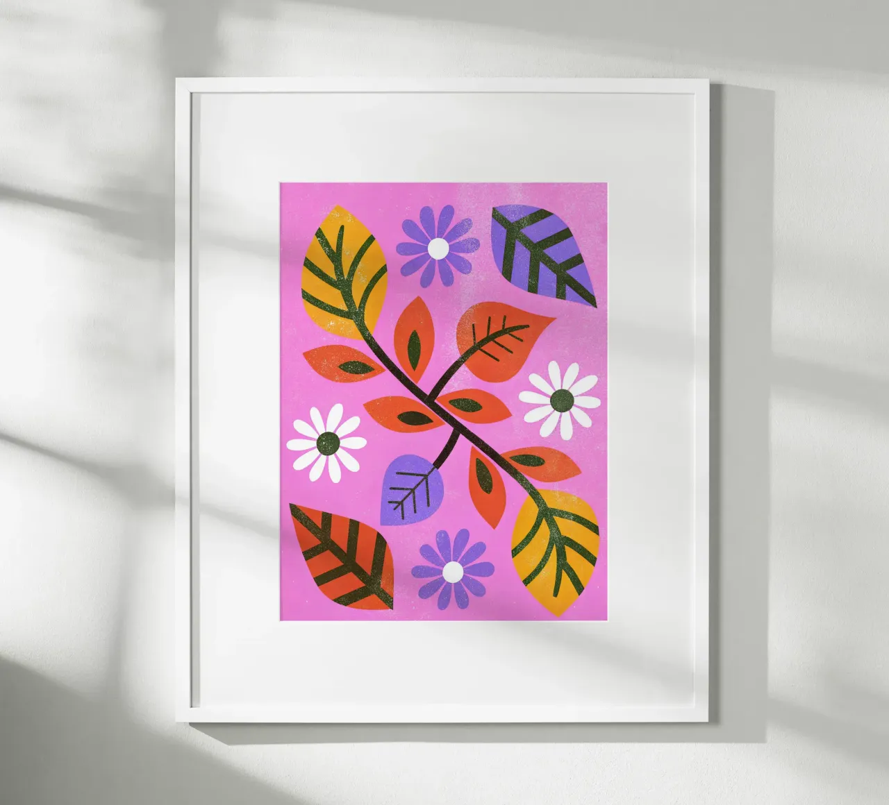 Fiori e foglie retrò pop poster con telaio in alluminio da THE LATEST SHOP