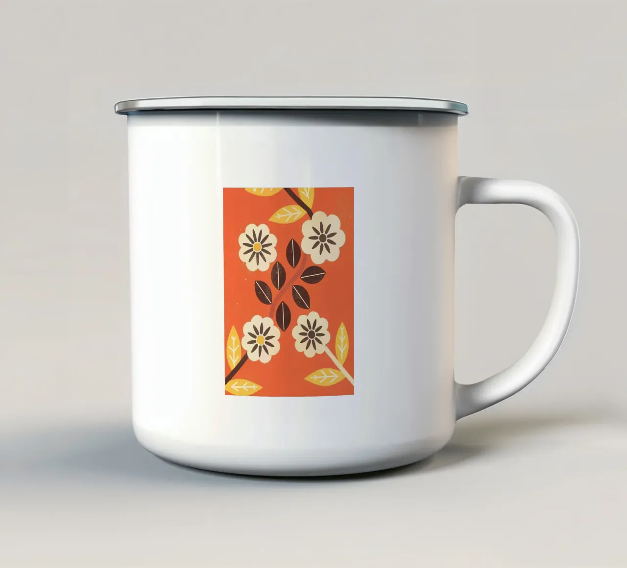 Fiori e foglie retrò pop tazza in smalto da THE LATEST SHOP