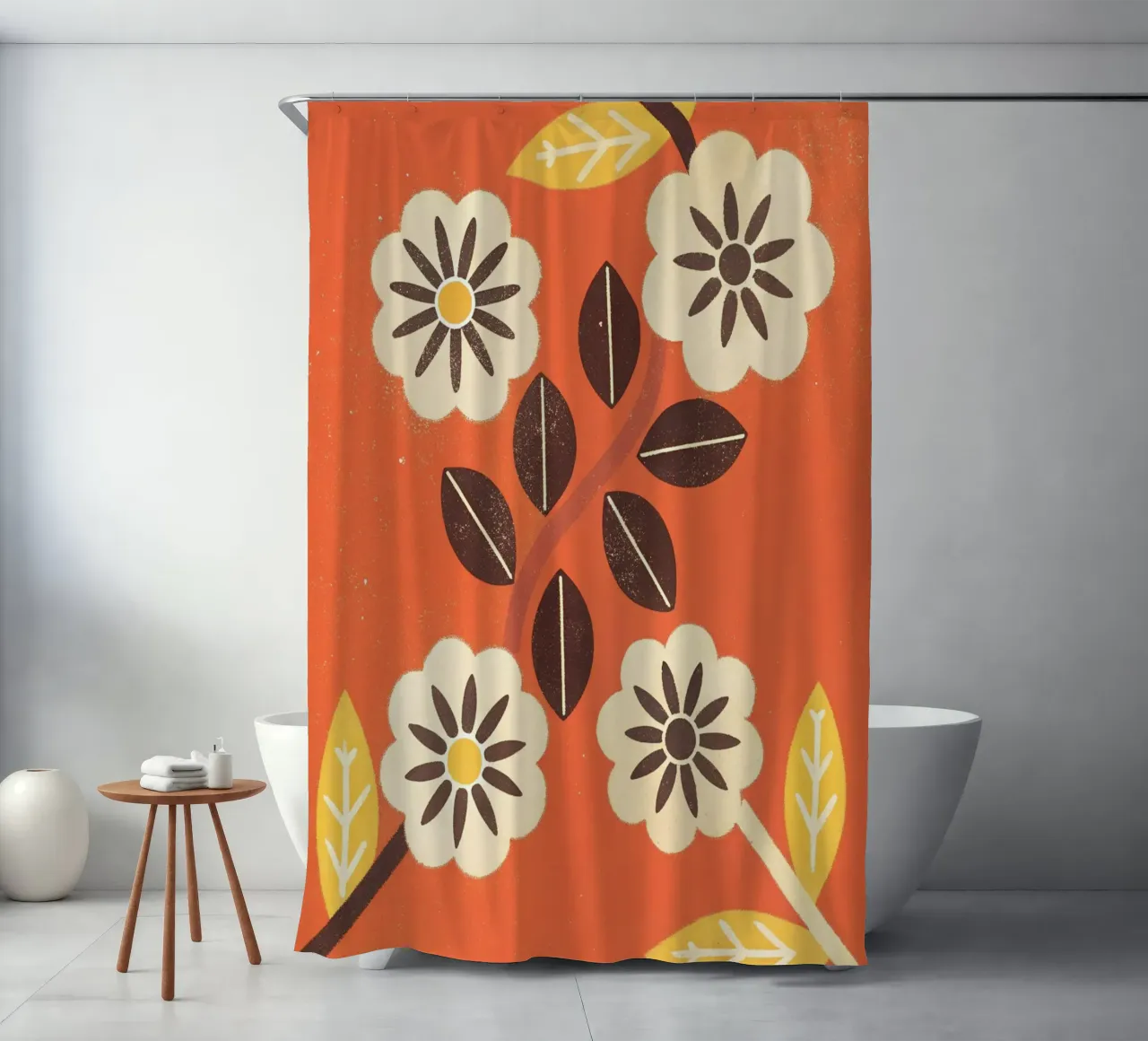 Fiori e foglie retrò pop tenda da doccia da THE LATEST SHOP