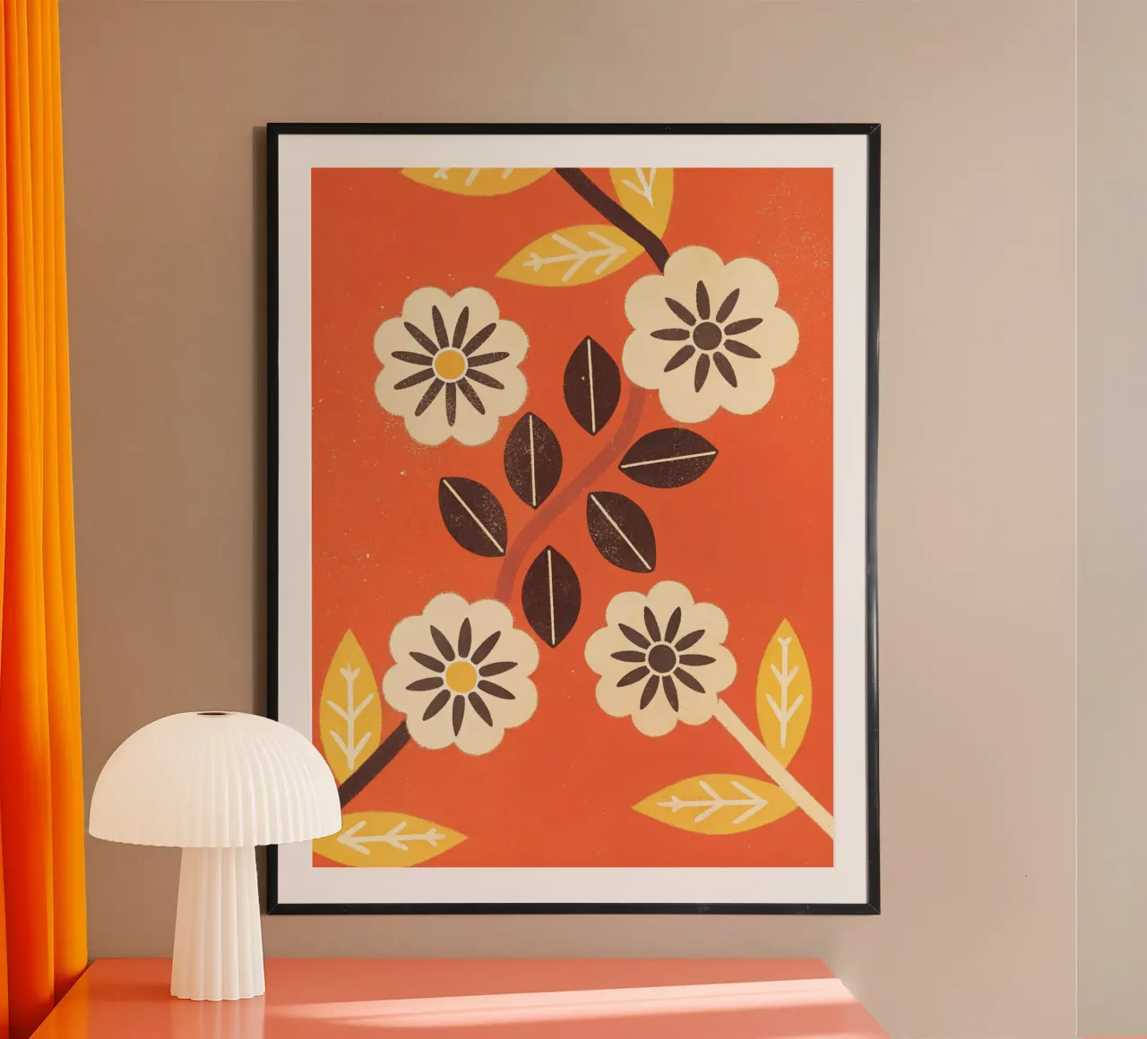 Fiori e foglie retrò pop poster con telaio in plastica da THE LATEST SHOP