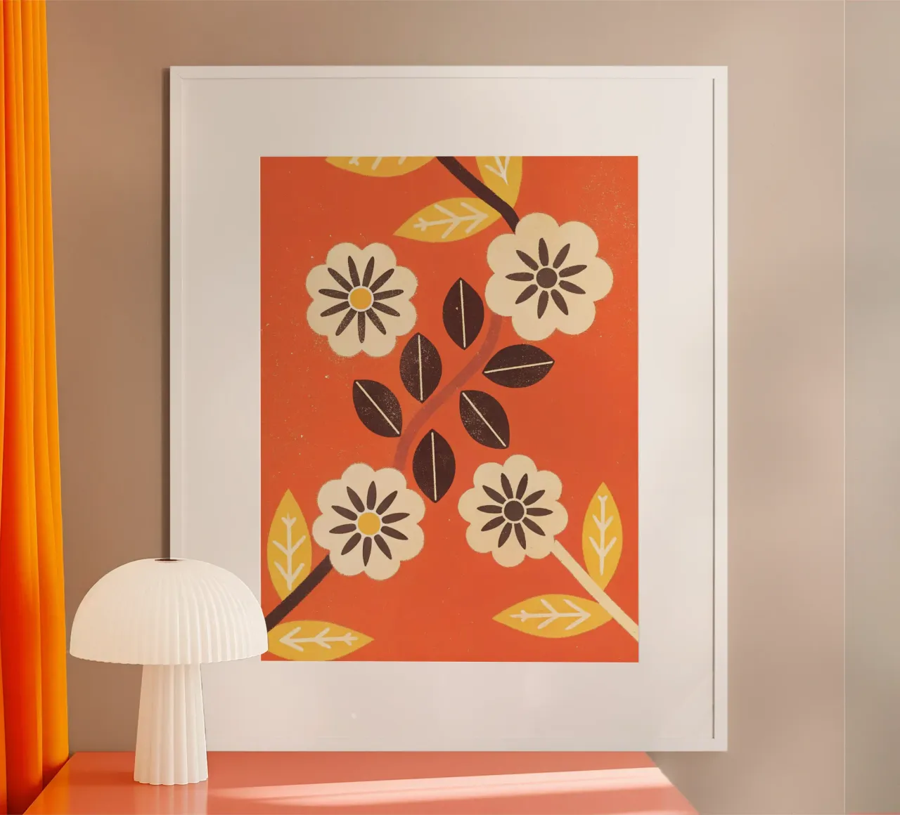 Fiori e foglie retrò pop poster con telaio in plastica da THE LATEST SHOP