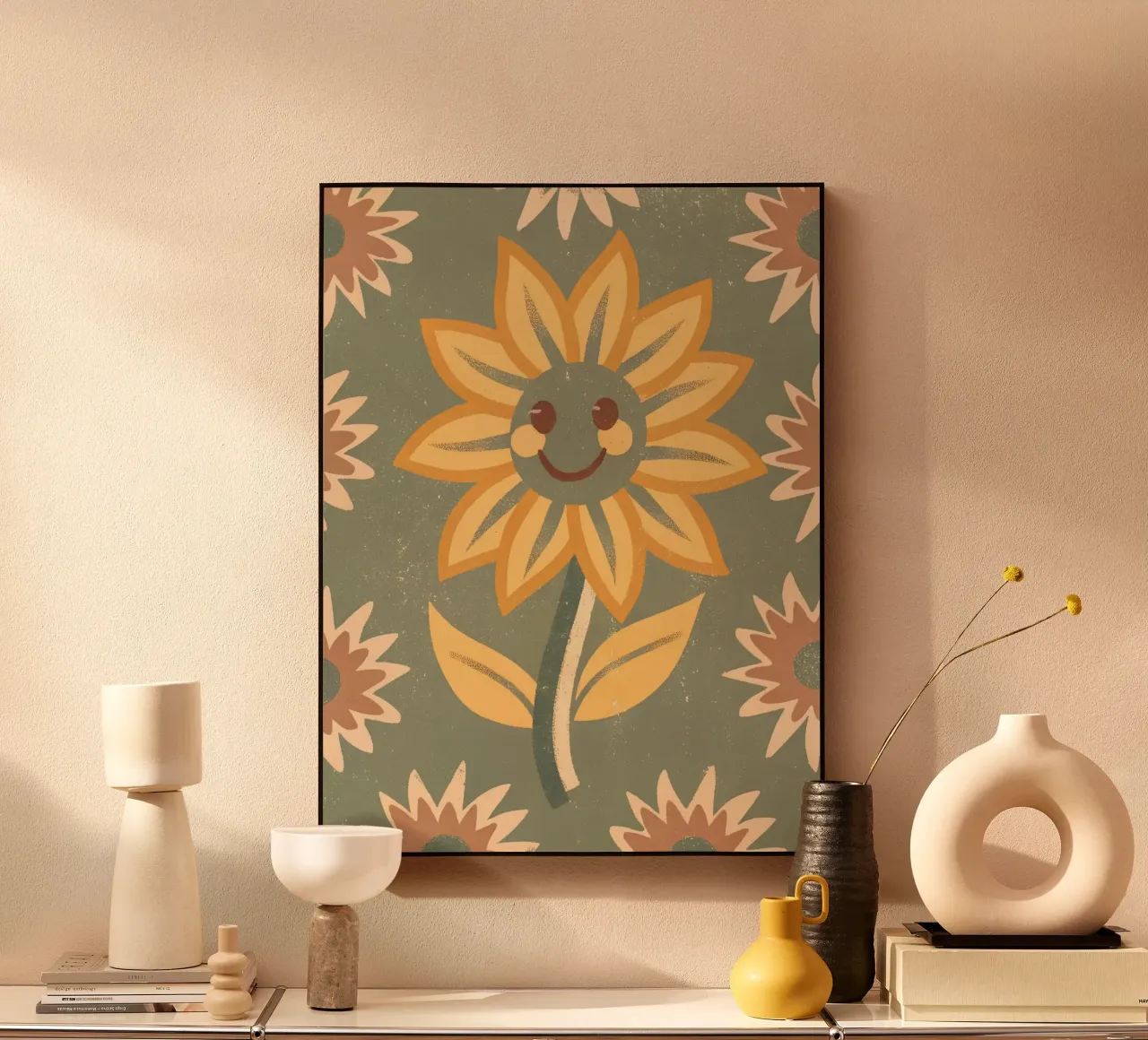 Girasole retrò pop alluminio dibond da THE LATEST SHOP