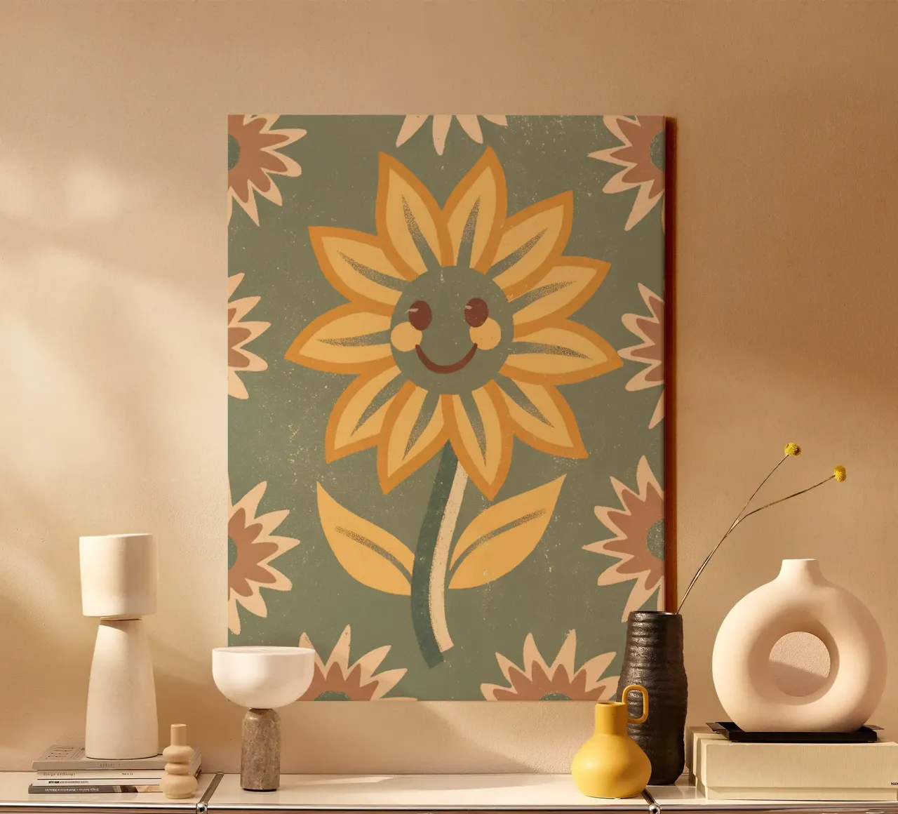 Retro Pop Sunflower canvas by THE LATEST SHOP