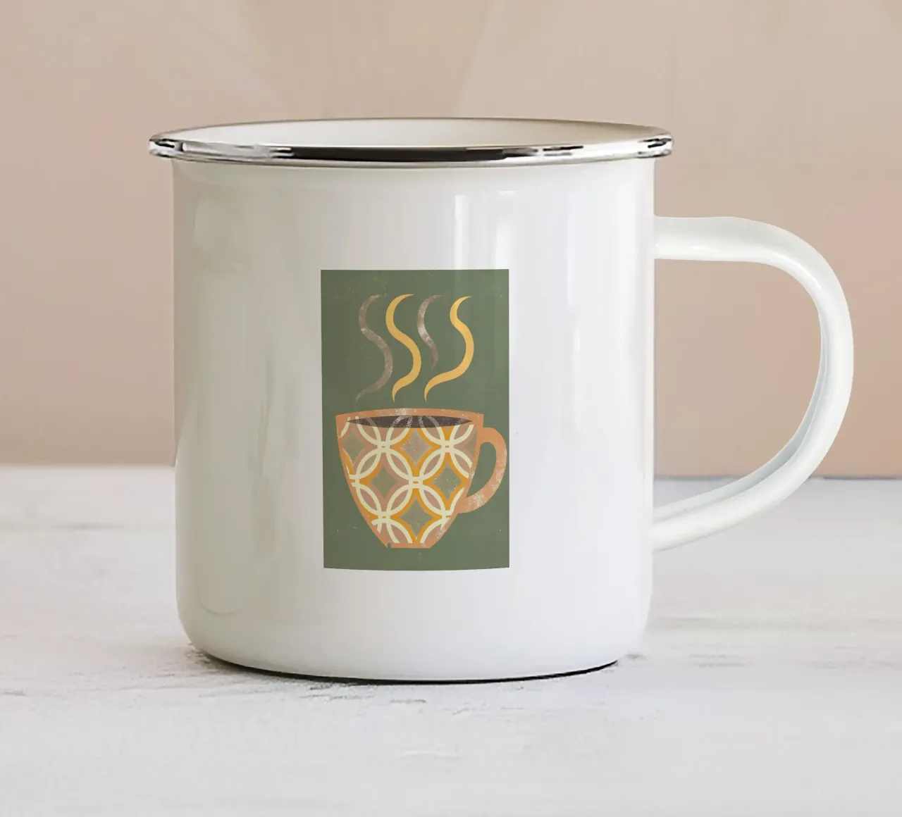 Retro Pop Coffee Cup enamel mug by THE LATEST SHOP