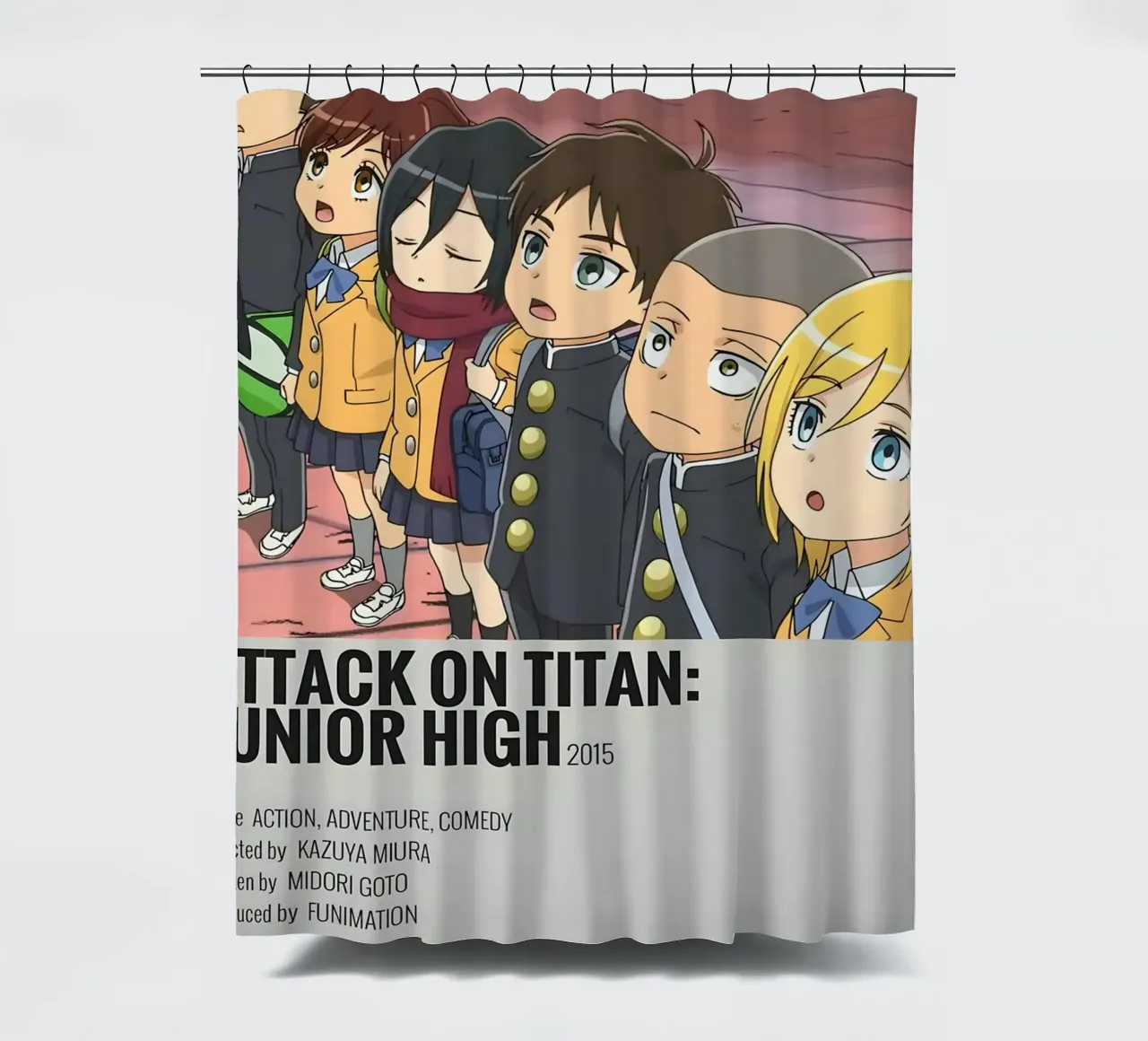 ATTACK ON TITAN JUNIOR HIGH 2015 shower curtain by Totoya