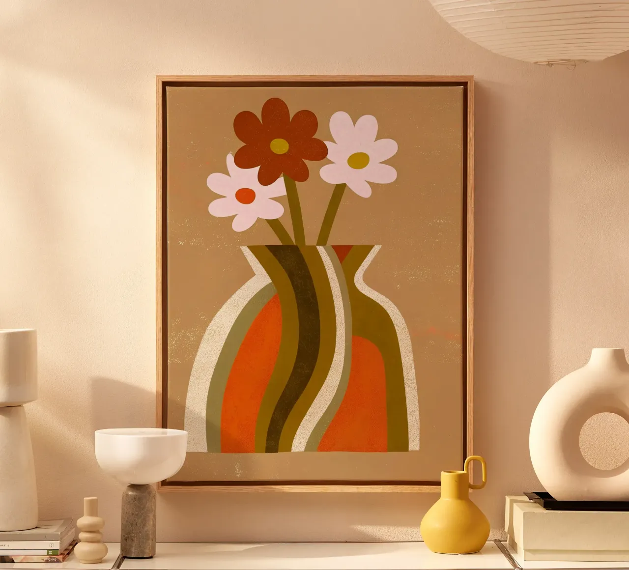 Vaso di fiori retrò pop tela con Cornice a cassetta da THE LATEST SHOP