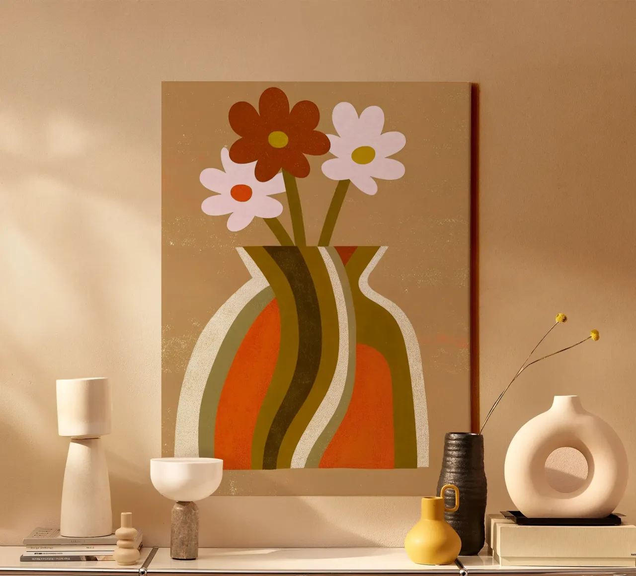 Vaso di fiori retrò pop tela con Cornice a cassetta da THE LATEST SHOP