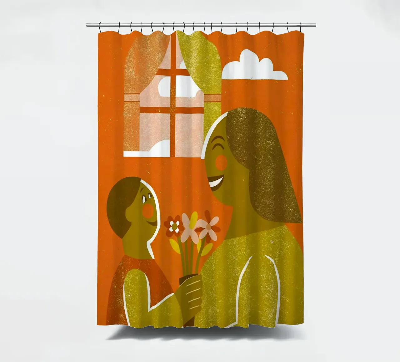 Retro Pop Mutter und Sohn Duschvorhang von THE LATEST SHOP