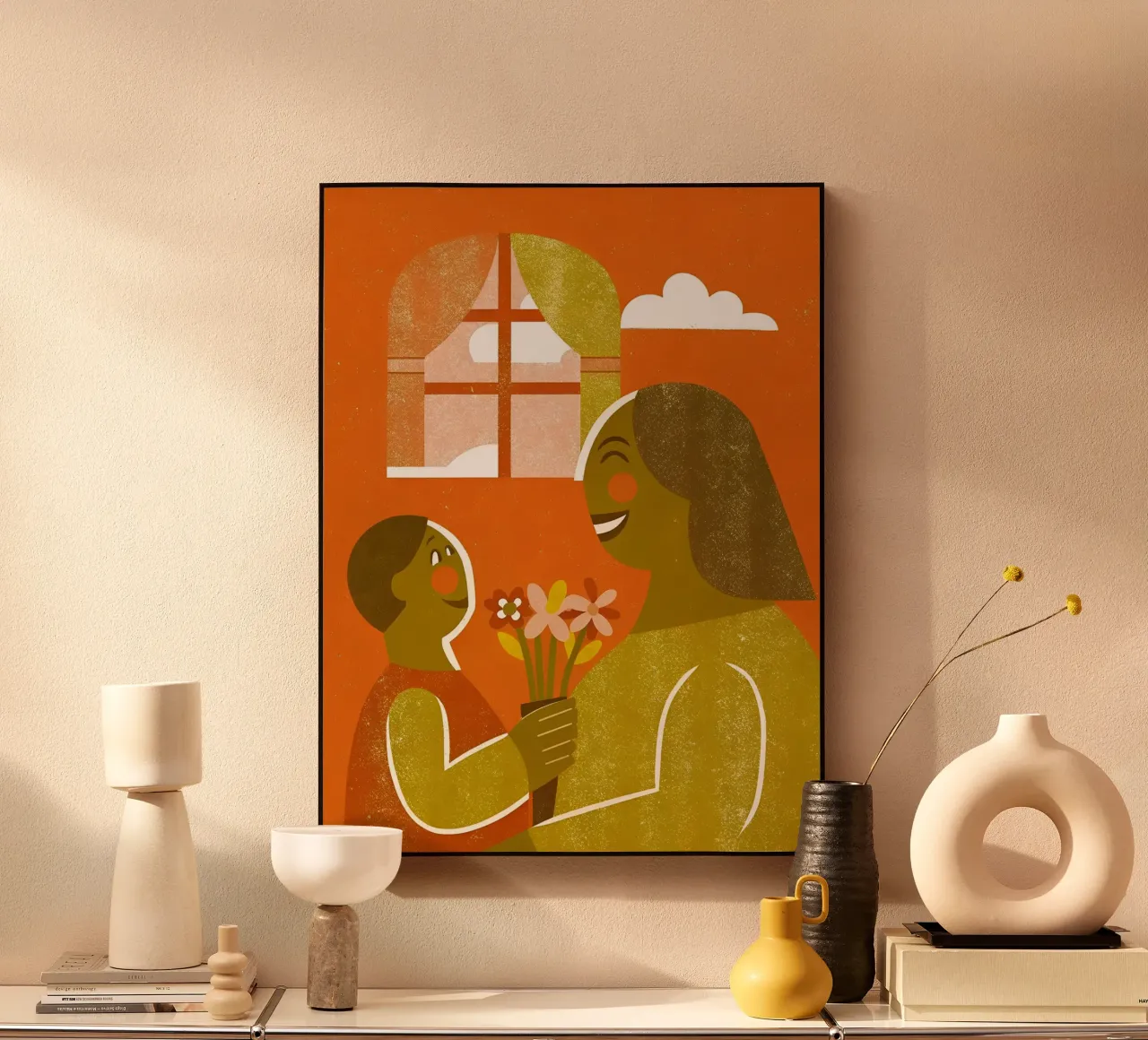 Retro Pop Mutter und Sohn Alu-Dibond von THE LATEST SHOP