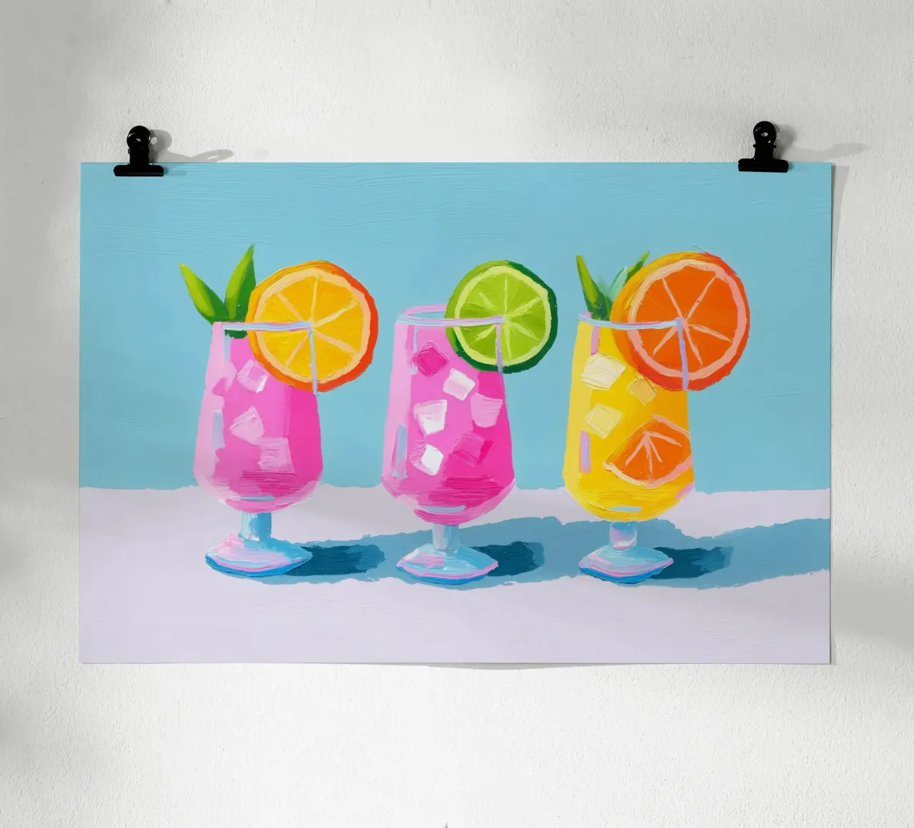Cocktail bar per feste rosa poster con telaio in plastica da Carinaprint