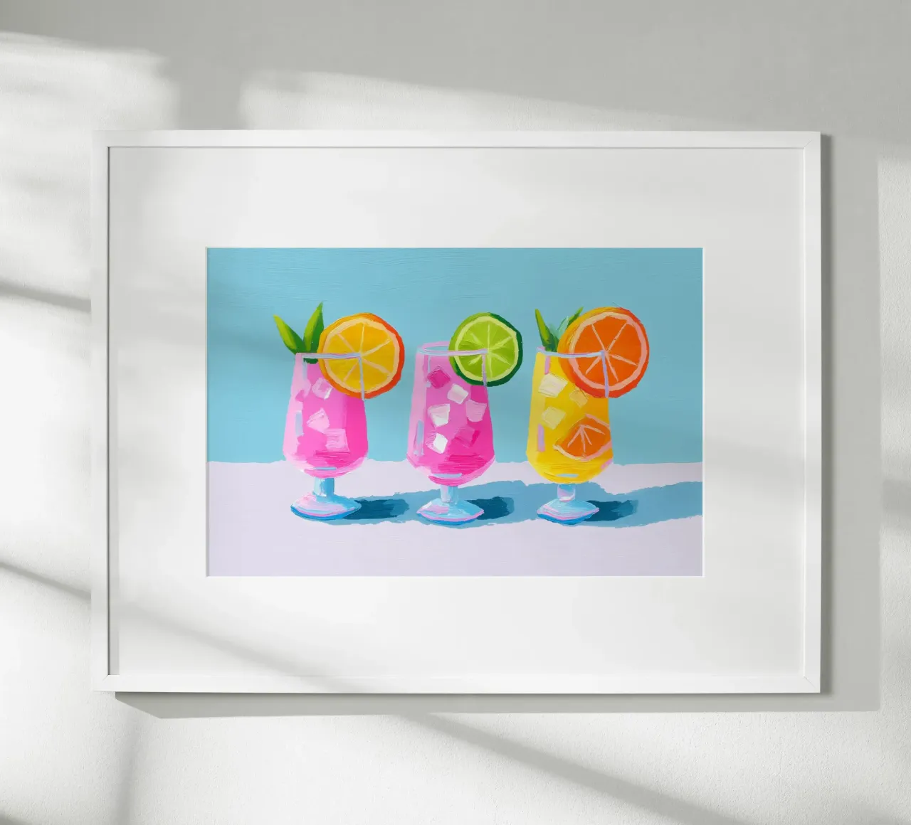 Cocktail bar per feste rosa poster con telaio in plastica da Carinaprint