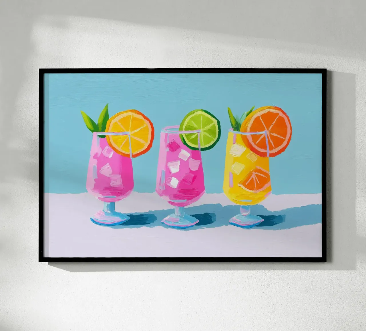 Cocktail bar per feste rosa poster con telaio in plastica da Carinaprint