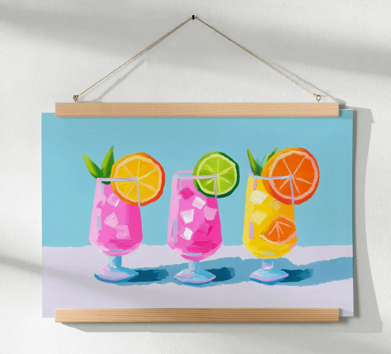 Cocktail bar per feste rosa poster con telaio in plastica da Carinaprint