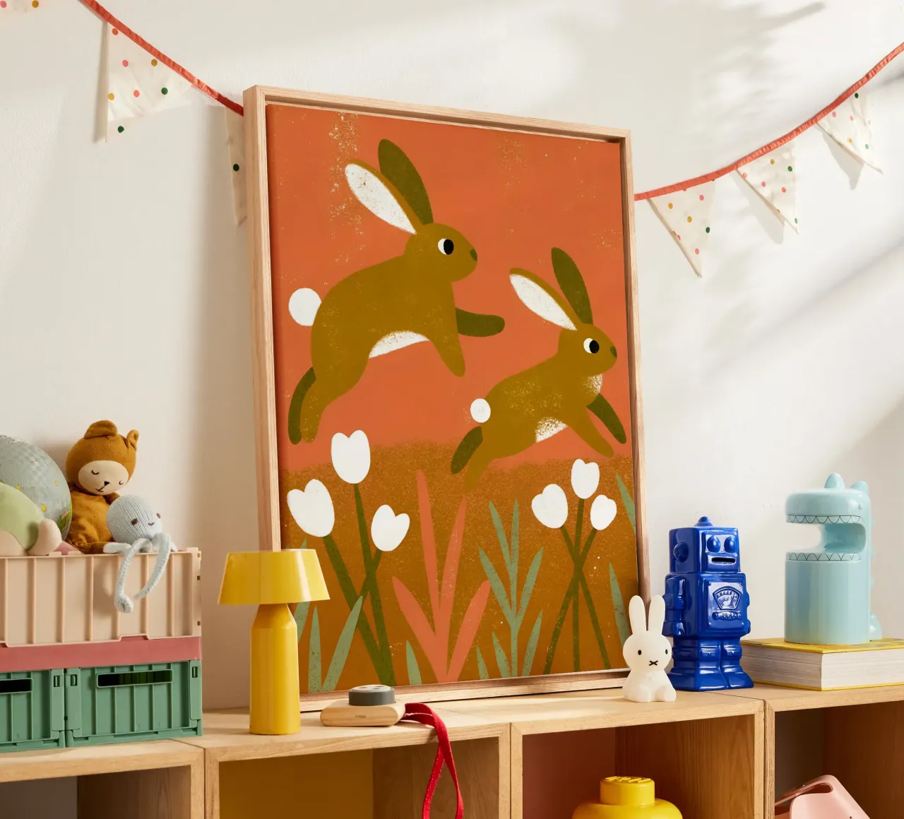 Rabbit Playing Retro Pop canvas by THE LATEST SHOP