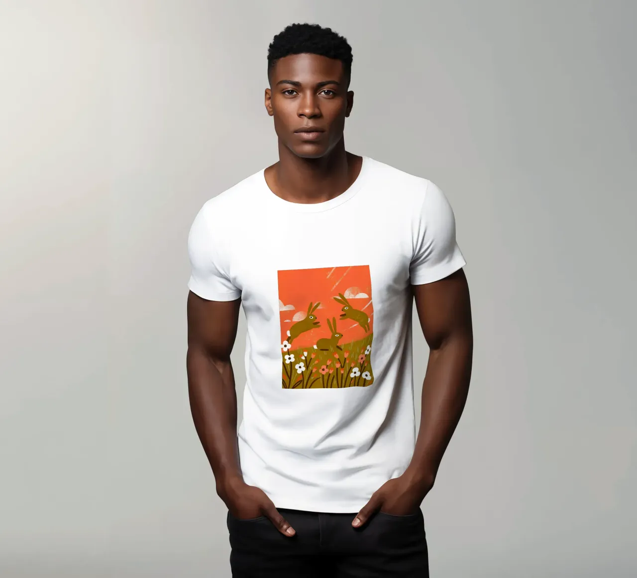 Coniglio che gioca con il retrò Pop t-shirt da THE LATEST SHOP
