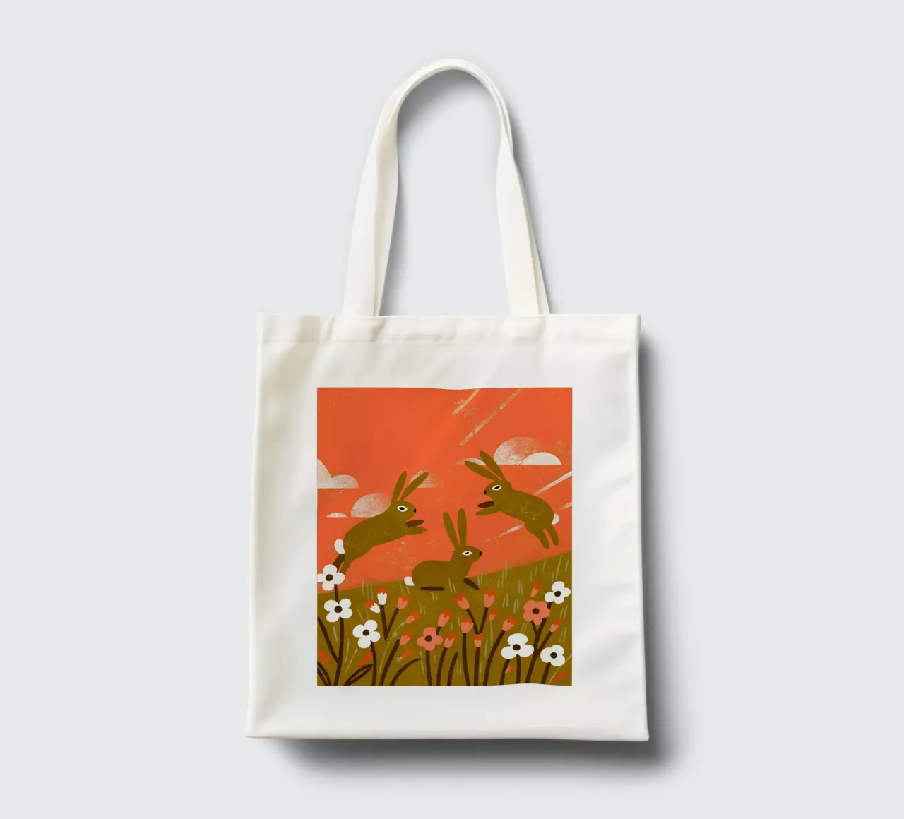 Coniglio che gioca con il retrò Pop borsa in juta da THE LATEST SHOP