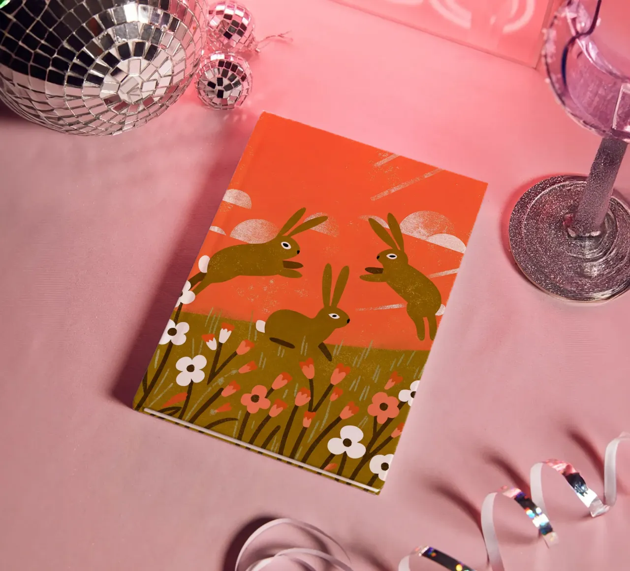 Rabbit Playing Retro Pop notebook by THE LATEST SHOP