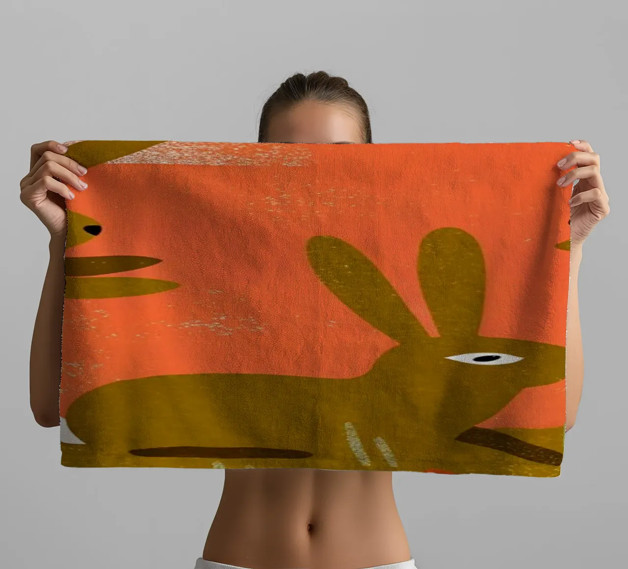 Rabbit Playing Retro Pop towel by THE LATEST SHOP