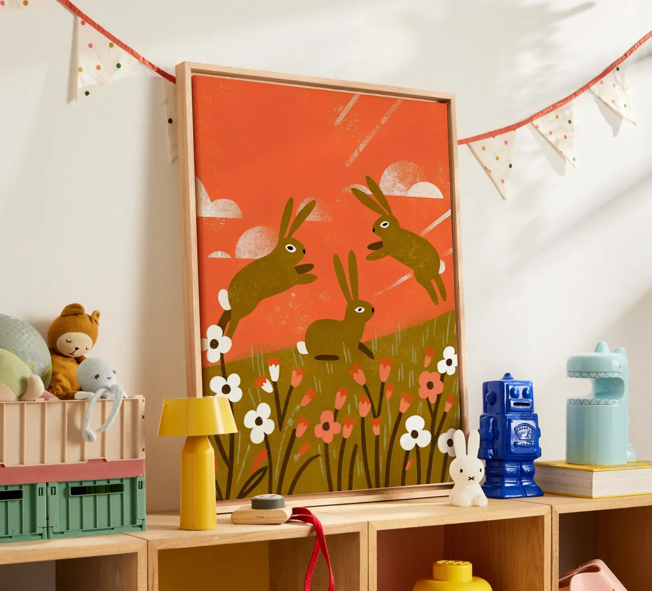 Rabbit Playing Retro Pop canvas by THE LATEST SHOP