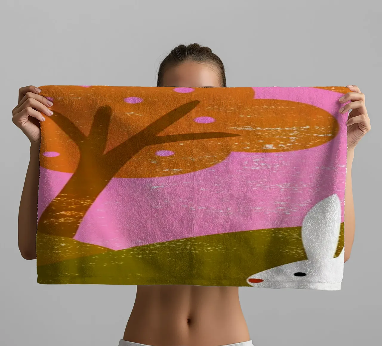 Rabbit Playing Retro Pop towel by THE LATEST SHOP