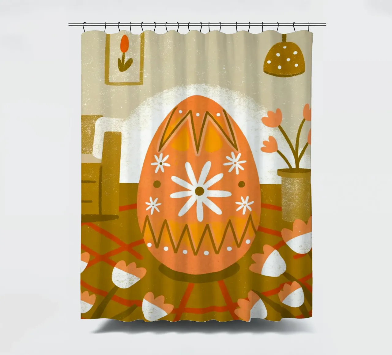 Retro Pop Easter Eggs shower curtain by THE LATEST SHOP