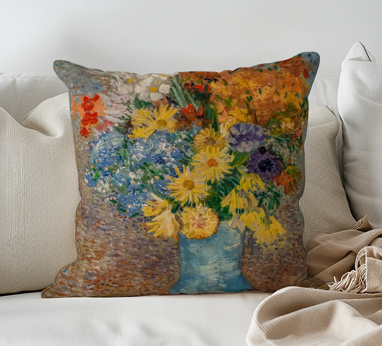 van Gogh, margherite e anemoni cuscino da Carinaprint