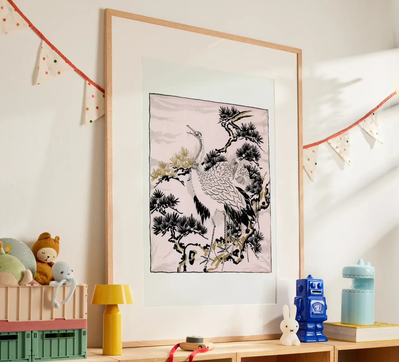 Japanese Cranes poster con telaio in alluminio da Flora & Fauna
