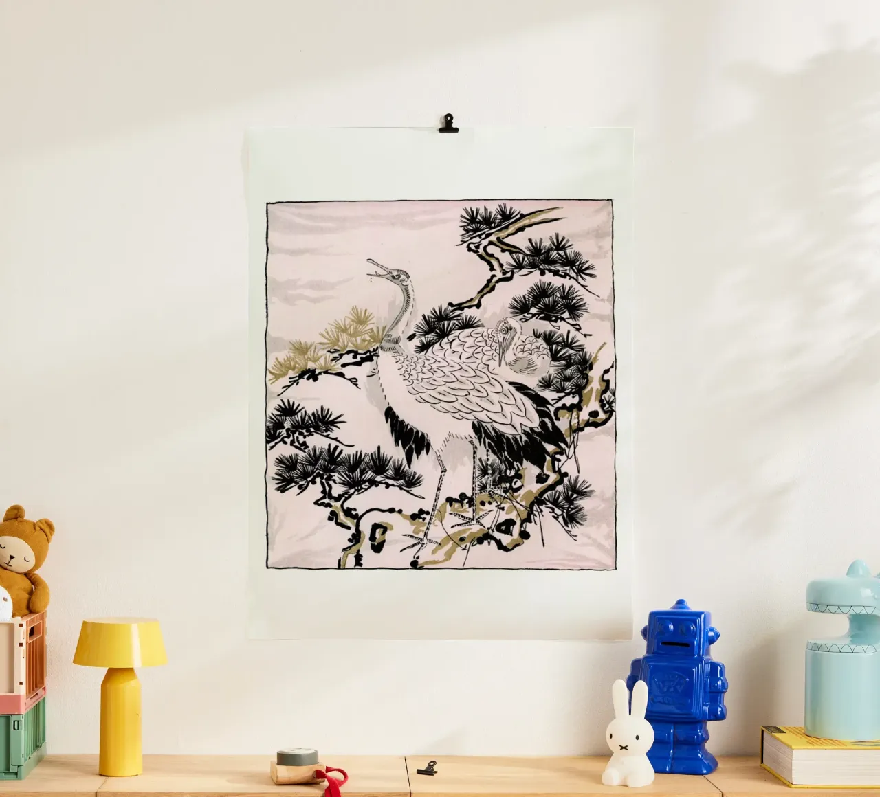 Japanese Cranes poster con telaio in alluminio da Flora & Fauna