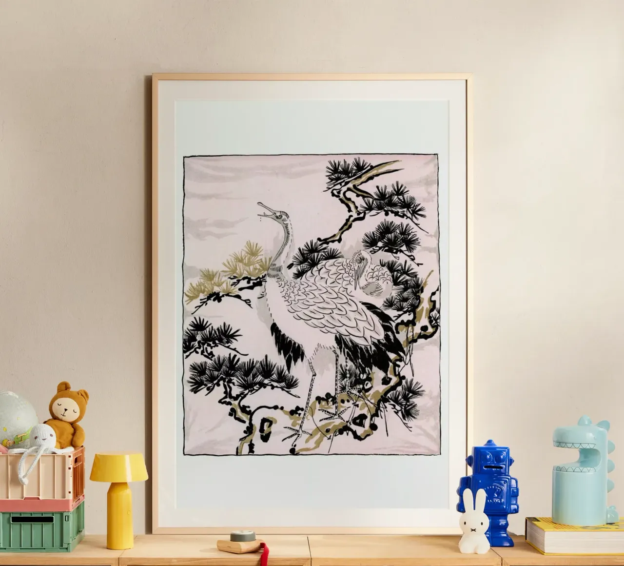 Japanese Cranes poster con telaio in alluminio da Flora & Fauna