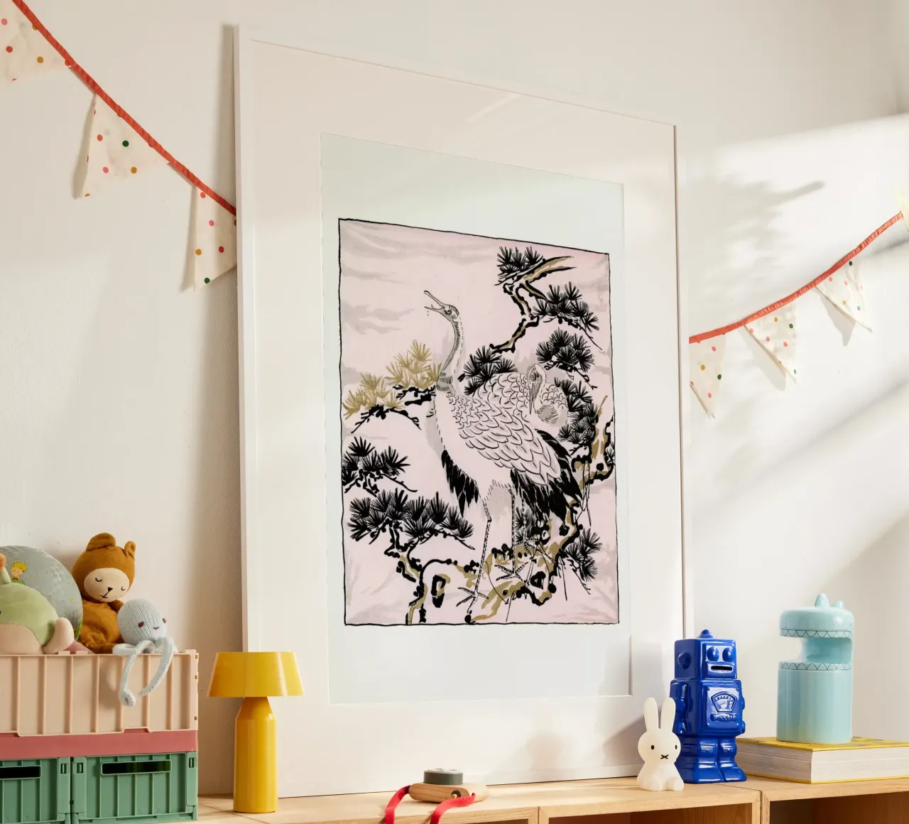 Japanese Cranes poster con telaio in alluminio da Flora & Fauna
