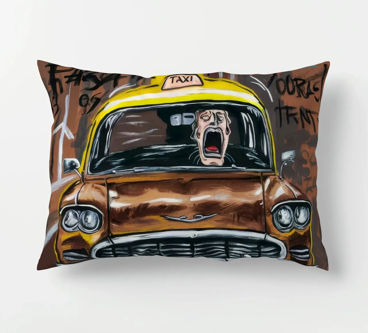 Urban Taxi Ride decorative cushion by Muse Fragments