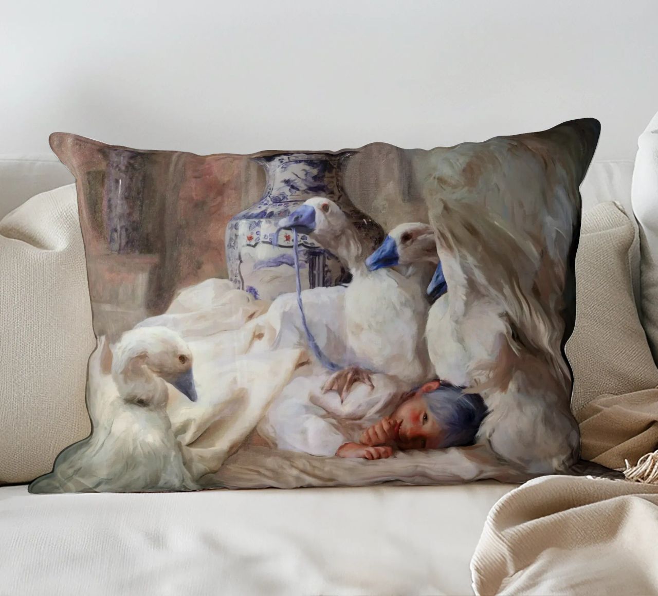 La jeune fille endormie avec les cygnes - Guillermo Lorca Garcia coussin de Stuart