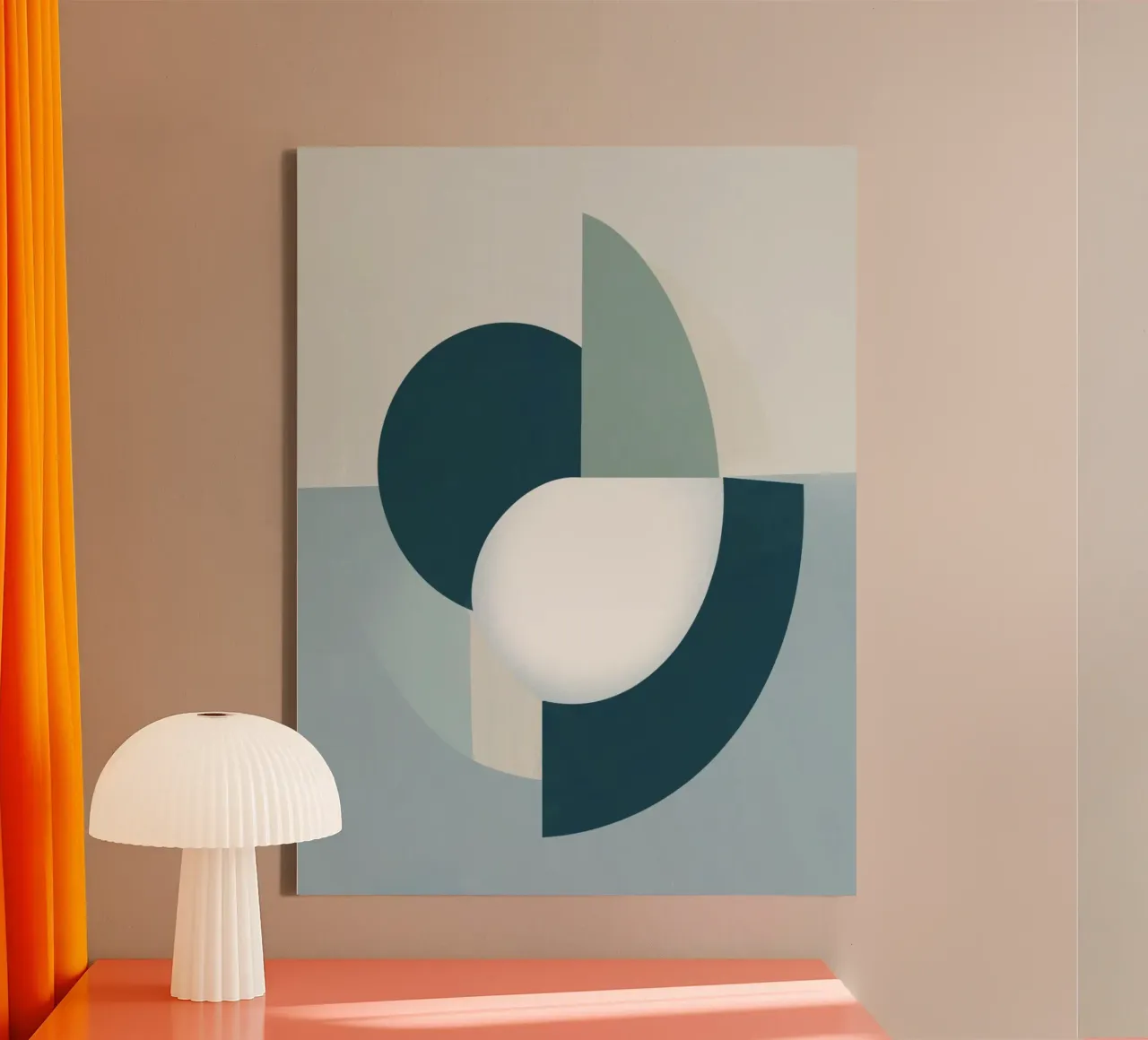 Halve cirkels grijs canvas van Little Dean