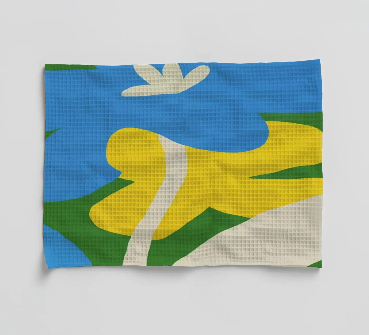 Contrast blue and yellow tea towel by Little Dean