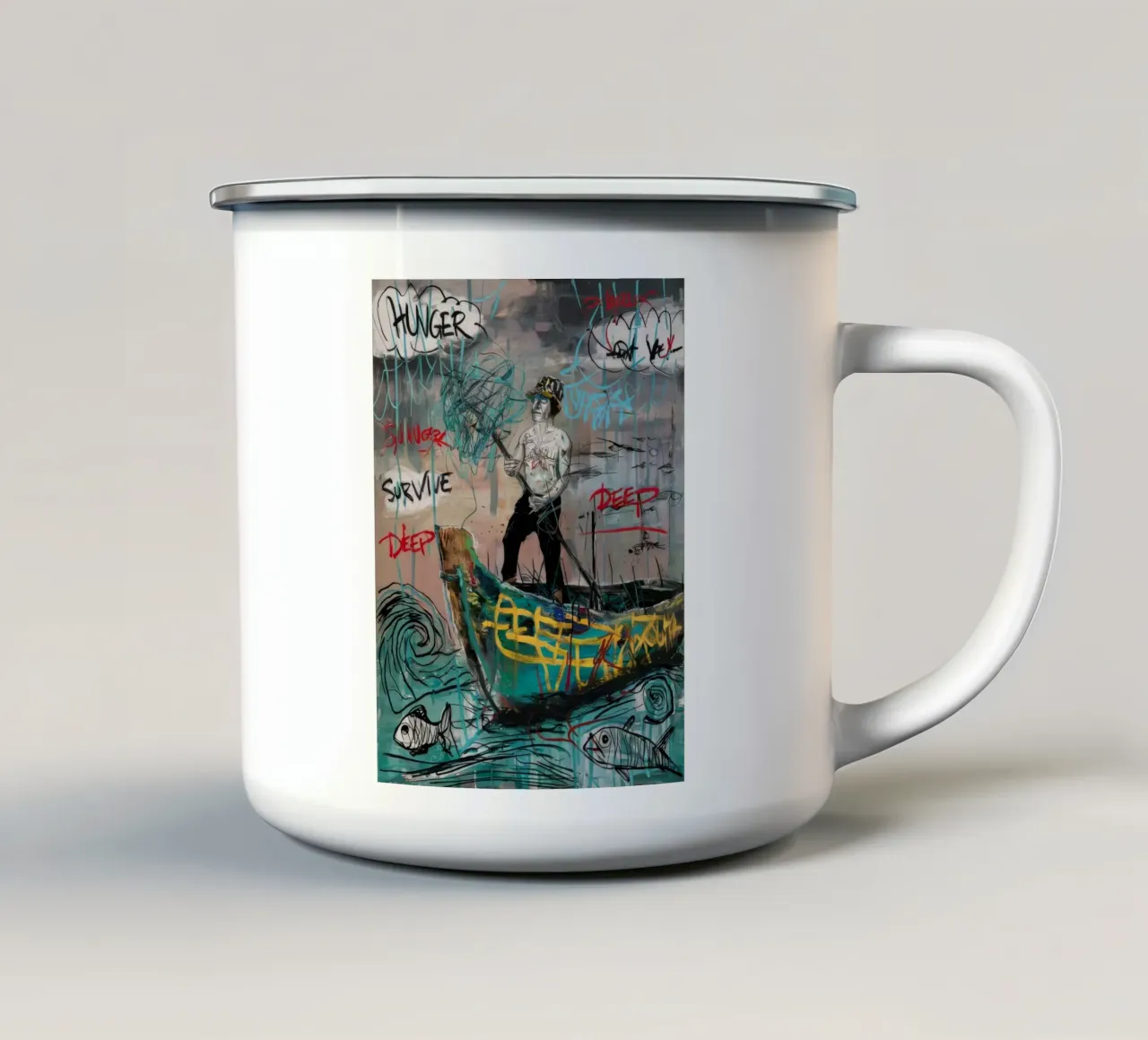 Sopravvivenza in mare tazza in smalto da Muse Fragments