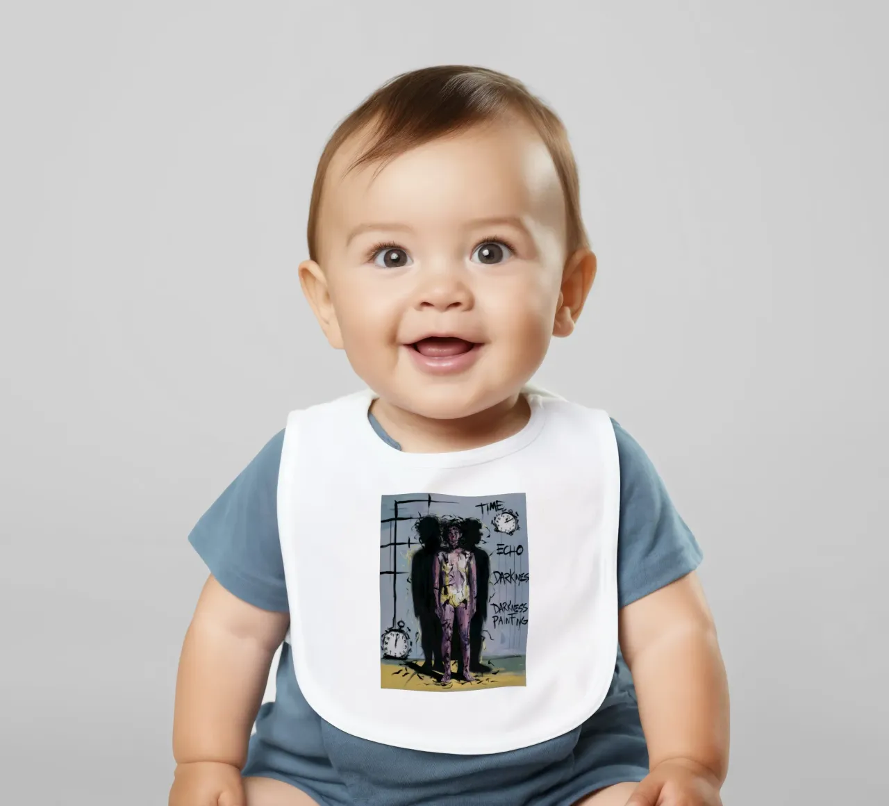 Time Echo Darkness baby bib by Muse Fragments
