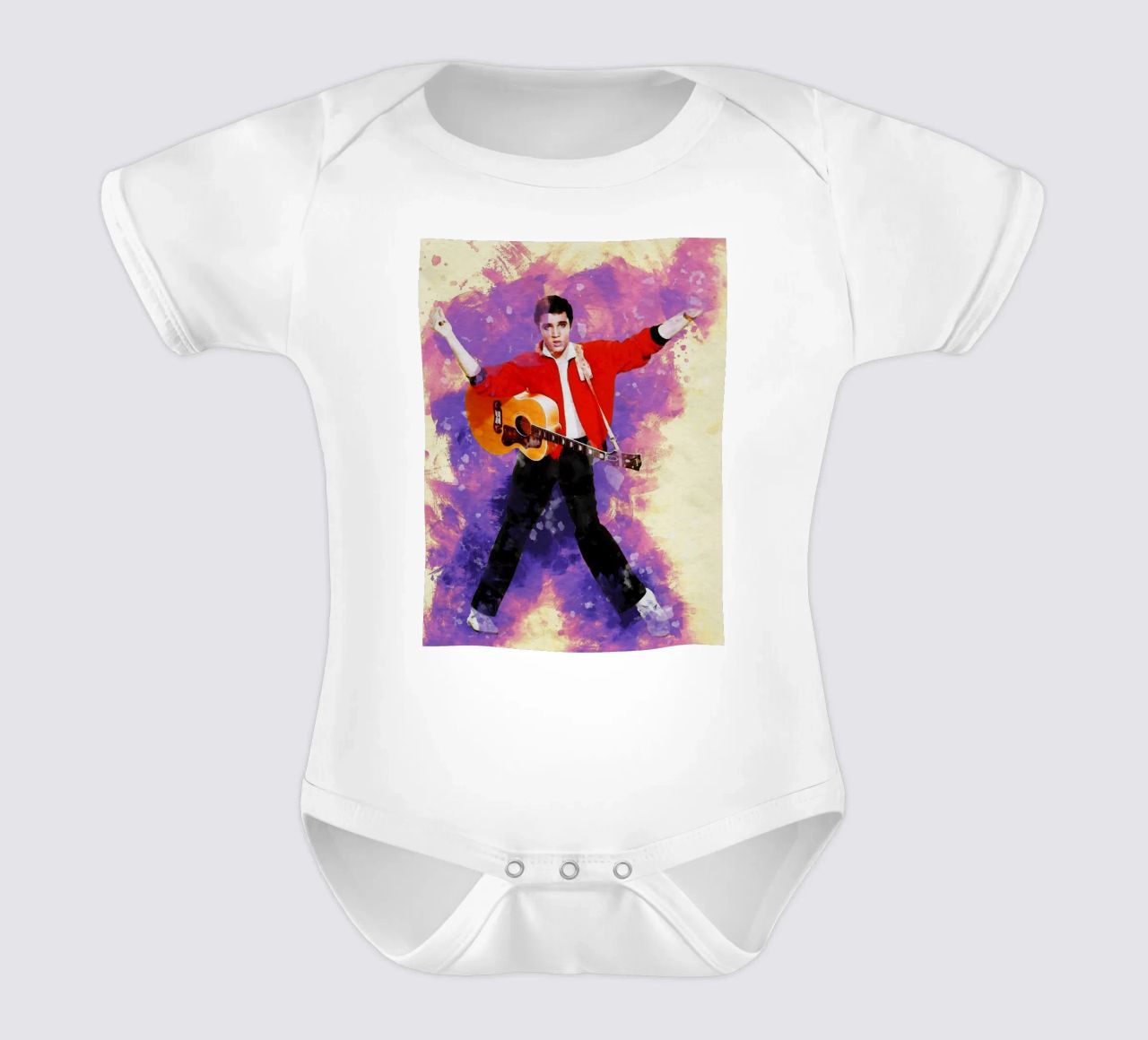 Smudge of Portrait The Wonder of Elvis Presley short-sleeve baby romper by Gunawan Rb