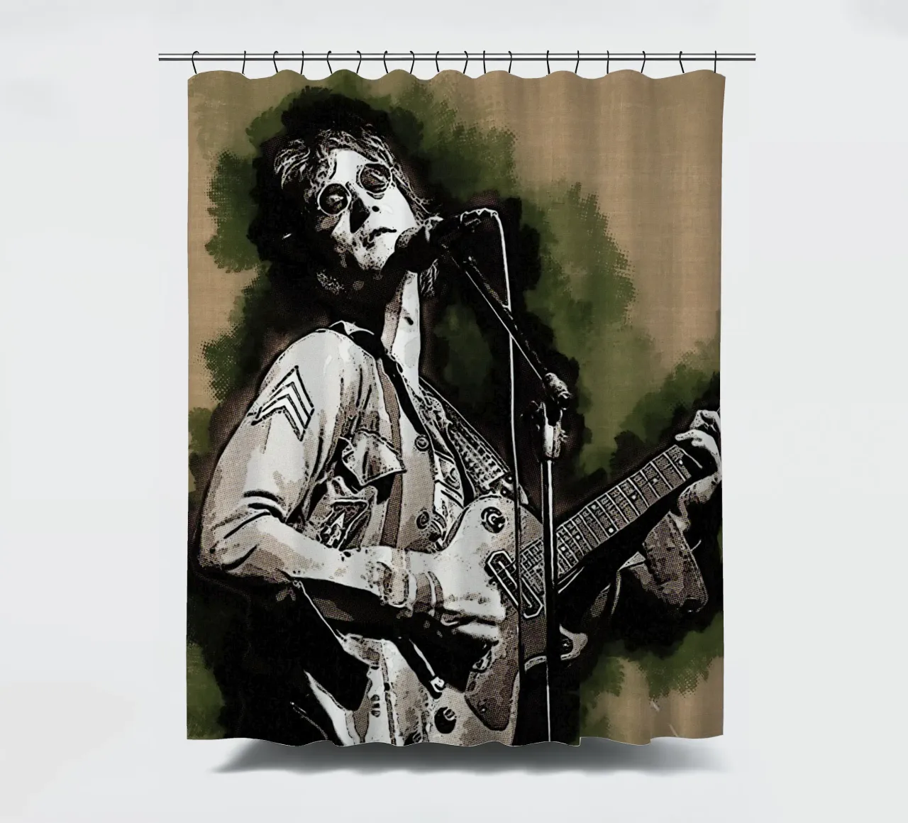 Smudge John Lennon shower curtain by Gunawan Rb